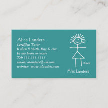 Cartão de visita do professor primário de tutor