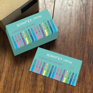 Cartão de visita do professor substituto da escola