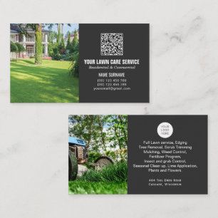 Cartão de visita do QR code Lawn Care com fotos