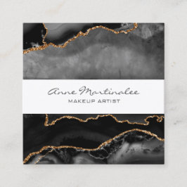 Cartão de visita do Quadrado de Agato Preto Dourad