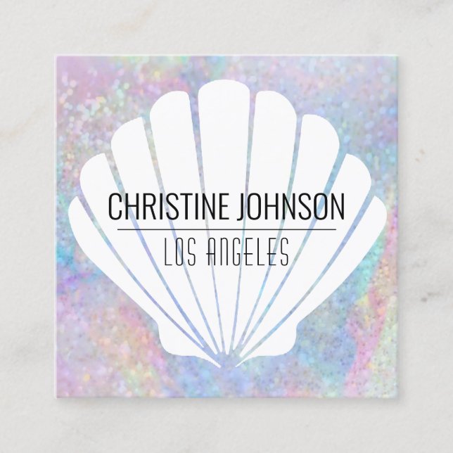 cartão de visita do quadrado de seashell (Frente)