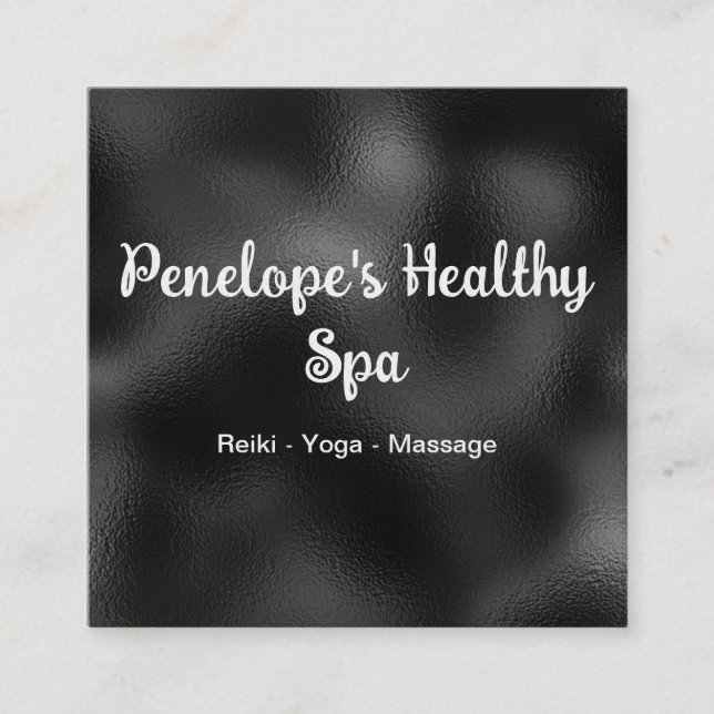 Cartão de visita do Quadrado Elegante Preto e Bran (Frente)