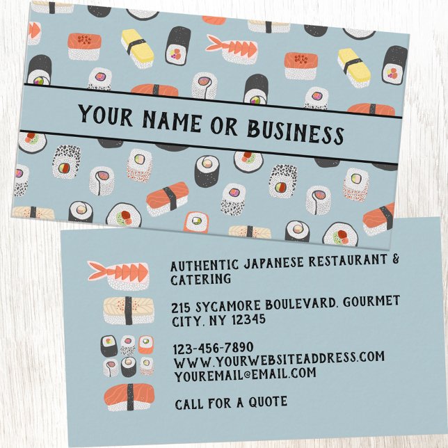 Cartão de visita do Restaurante Sushi Japonês (Japanese sushi restaurant catering business card)