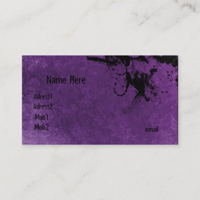 Cartão de visita do roxo do Grunge (Frente)