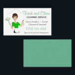 Cartão de visita do Serviço de Limpeza da Casa Ver<br><div class="desc">Cartão de visita de Serviços de Limpeza de Cartoon Verde e Black Maid House.</div>