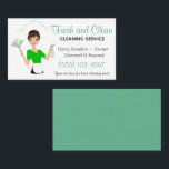 Cartão de visita do Serviço de Limpeza da Casa Ver<br><div class="desc">Cartão de visita de Serviços de Limpeza de Cartoon Verde e Black Maid House.</div>