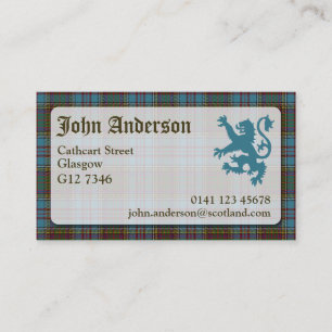 Cartão de visita do Tartan de Anderson