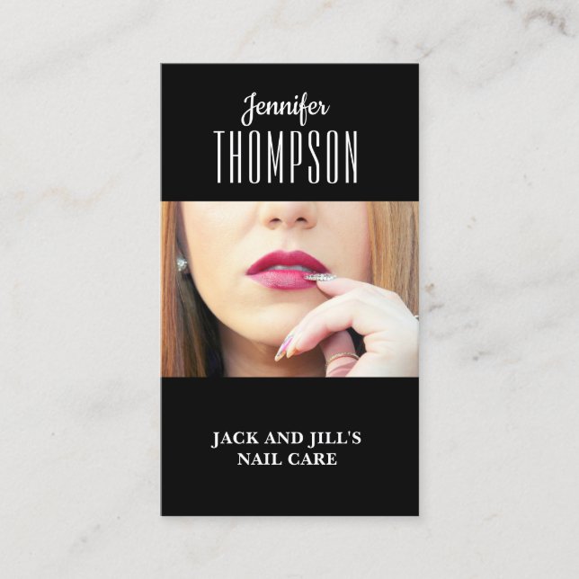 Cartão de visita do técnico personalizado de unhas (Frente)