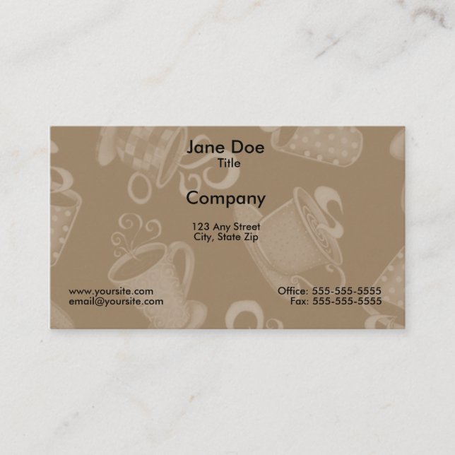 Cartão de visita do tempo 2 do café (Frente)