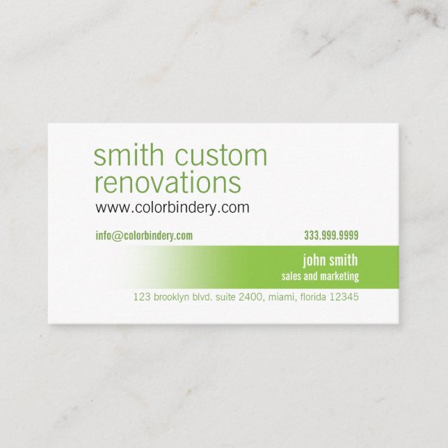 Cartão de visita do trajeto da cor verde (Frente)