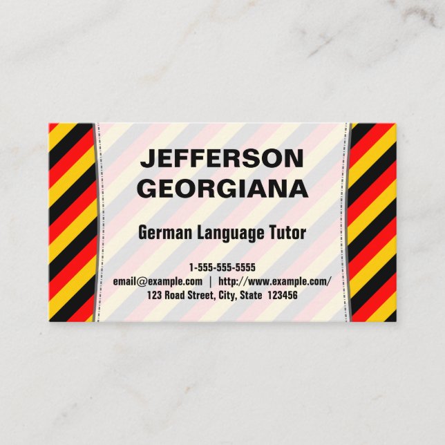 Cartão de visita do tutor do idioma alemão (Frente)