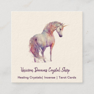 Cartão de visita do Unicorn Watercolor Square