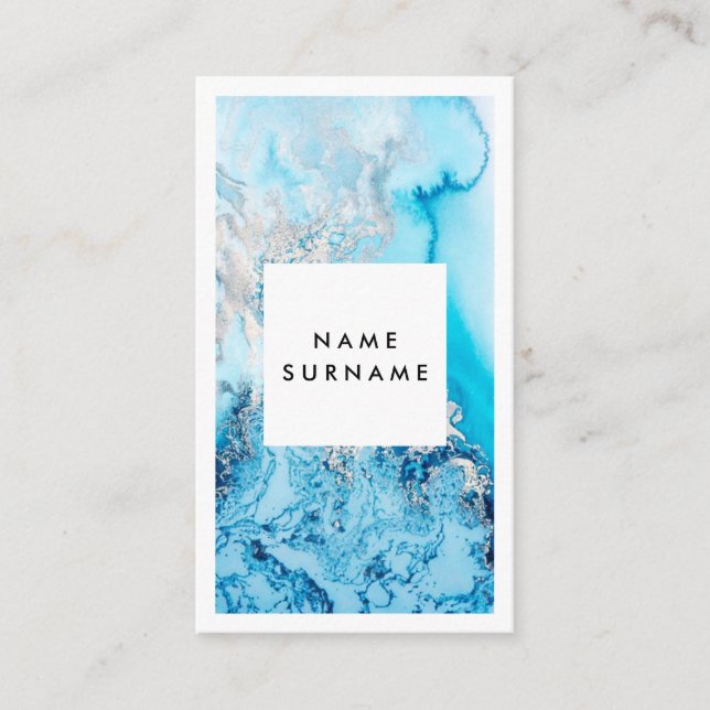 Cartão de visita do vertical da aguarela do Aqua (Frente)