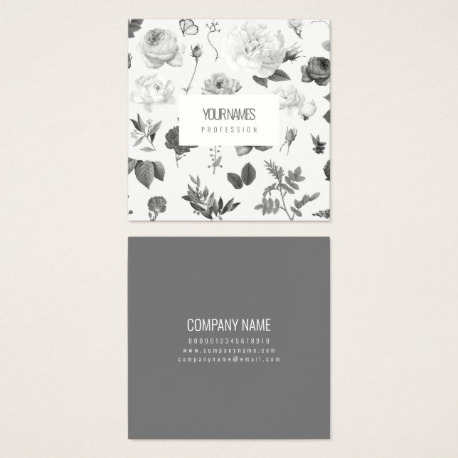 CARTÃO DE VISITA DOBRADA: "FLORES DE VINTAGEM" (Frente & Verso)