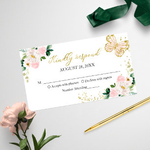 Cartão De Visita Doce 16 Resposta para Blush Floral Borboleta