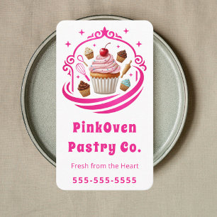 Cartão De Visita Doce Cupcake Home Bakery Pastry Chef Moderno Rosa