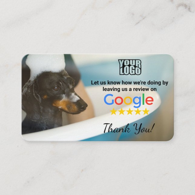 Cartão De Visita Dog Groomer Google Review Modelo com QR - (Frente)