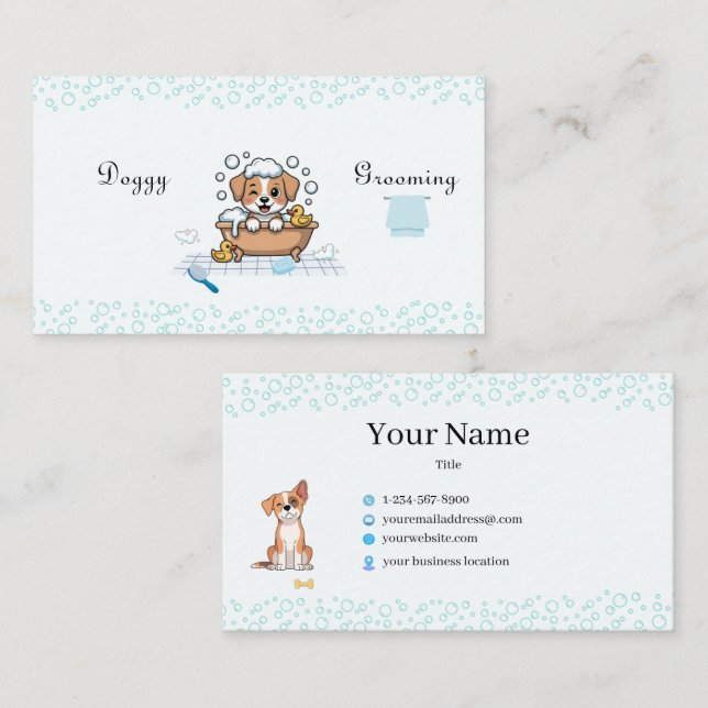 Cartão De Visita Dog Grooming Business Card (Frente/Verso)