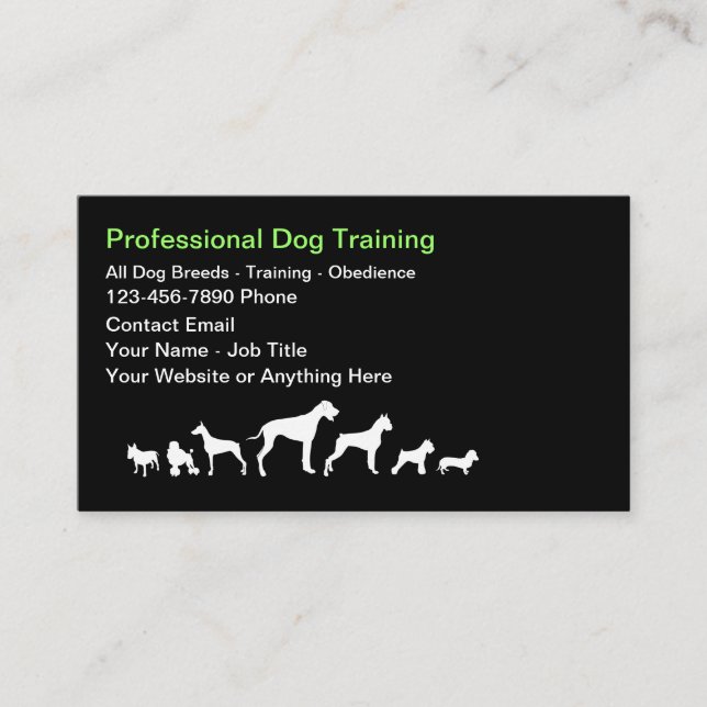 Cartão De Visita Dog Trainer And Obedience Theme Business Cards (Frente)