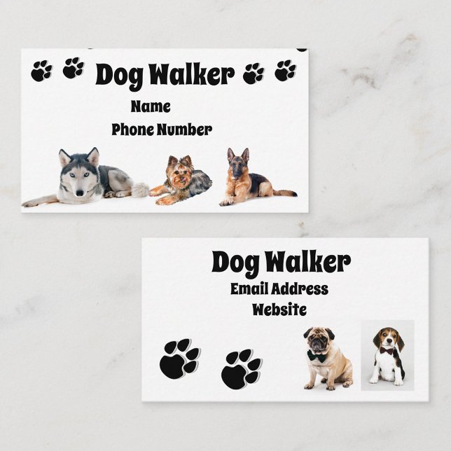 Cartão De Visita Dog Walker (A dynamic presentation of a dog walking service business card)