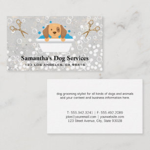 Cartão De Visita Doggie Bath   Tesouras de bolhas de sabão