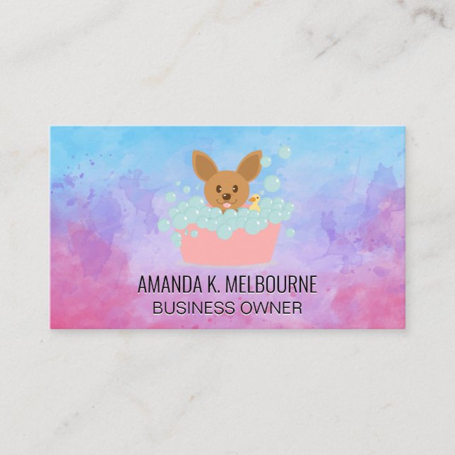 Cartão De Visita Doggie Bath Wash | Bolhas de sabão (Frente)