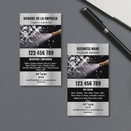 Cartão De Visita Dois idiomas: Lavando a pressão, lavando o tejadil