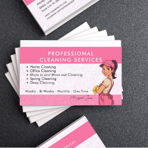 Cartão De Visita Dona de Limpeza Rosa Profissional