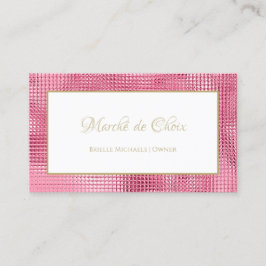 Cartão De Visita Dona do Salão Pink Sequin