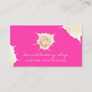 Cartão De Visita Donut de Creme Doce de Padaria Amarela Rosa
