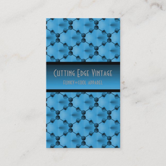 Cartão de visita dos círculos de funk retrô, azul  (Frente)