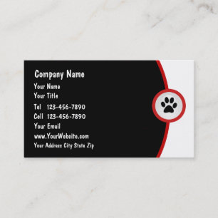 Cartão de visita dos cuidados dos animais de