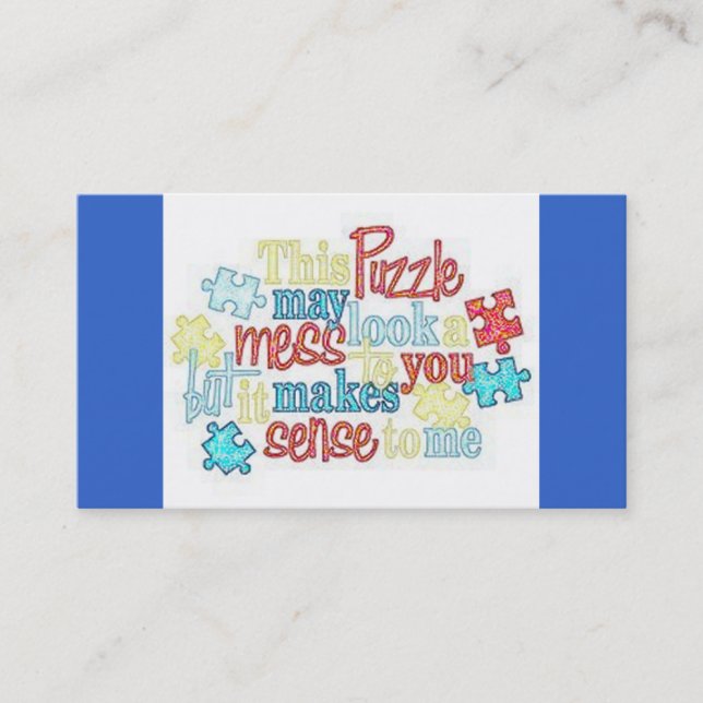 Cartão de visita dos fatos do autismo (Frente)