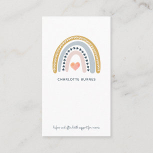 Cartão De Visita Doula Birth Treinador Watercolor Rainbow