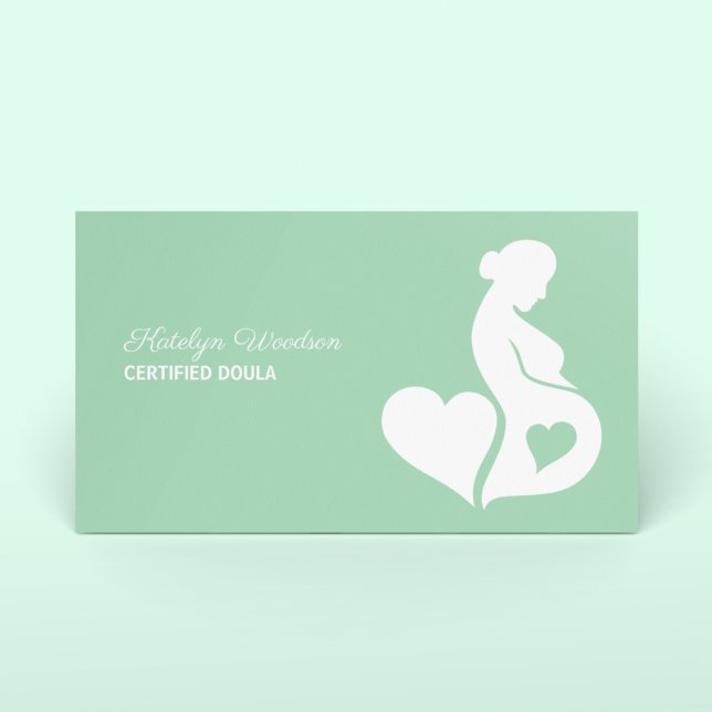 Cartão De Visita Doula Linda Gravidez Silhouette Mint Green (Criador carregado)