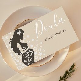 Cartão De Visita Doula Midwest Birth Coach Floral Women Silhouette