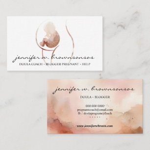 Cartão De Visita Doula Nascimento Aquarela Grávida Bebê Recém-Nasci