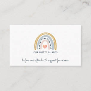 Cartão De Visita Doula Parteira Birth Coach Watercolor Rainbow