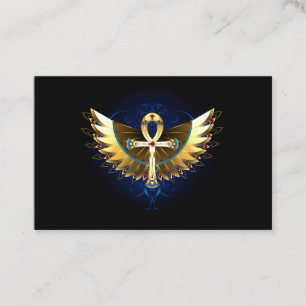 Cartão De Visita Dourada Ankh com Asas
