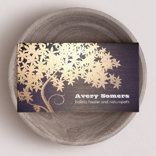 Cartão De Visita Dourada árvore Holística Healer Naturopath Parede