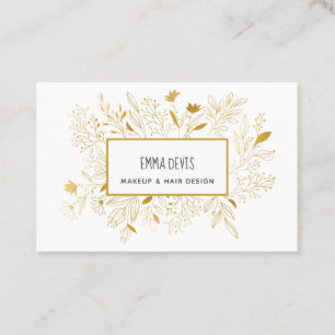 Cartão De Visita Dourada Bela Botânica, Salon Hair Dresser Nomeação