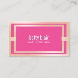 Cartão De Visita Dourada Beleza e Blogueiro da Moda Rosa Moderna