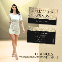 Cartão De Visita Dourada brilhante Estrelas Luminosas de Brilho Qua