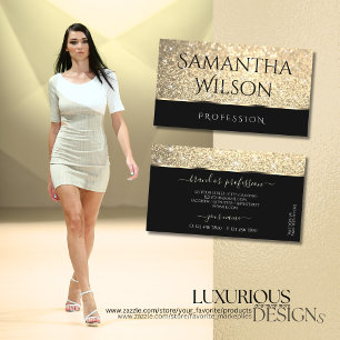 Cartão De Visita Dourada brilhante Estrelas Luminosas de Brilho Qua