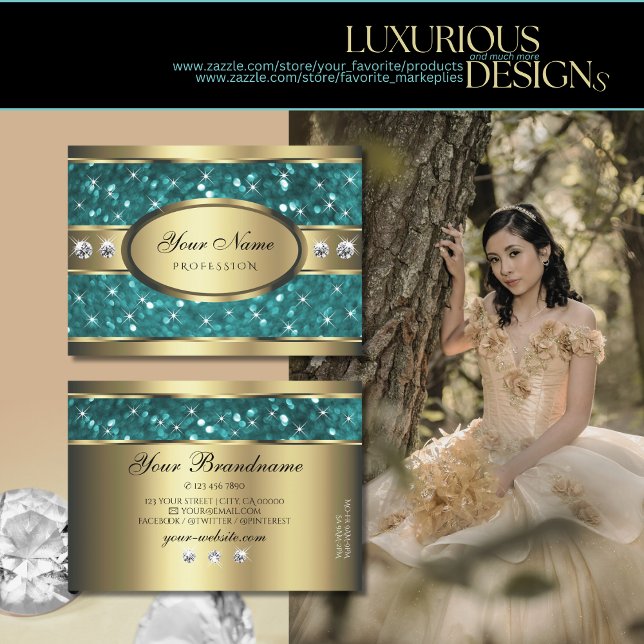 Cartão De Visita Dourada Brilhante Luminosa Estrelas Diamantes de T (Criador carregado)