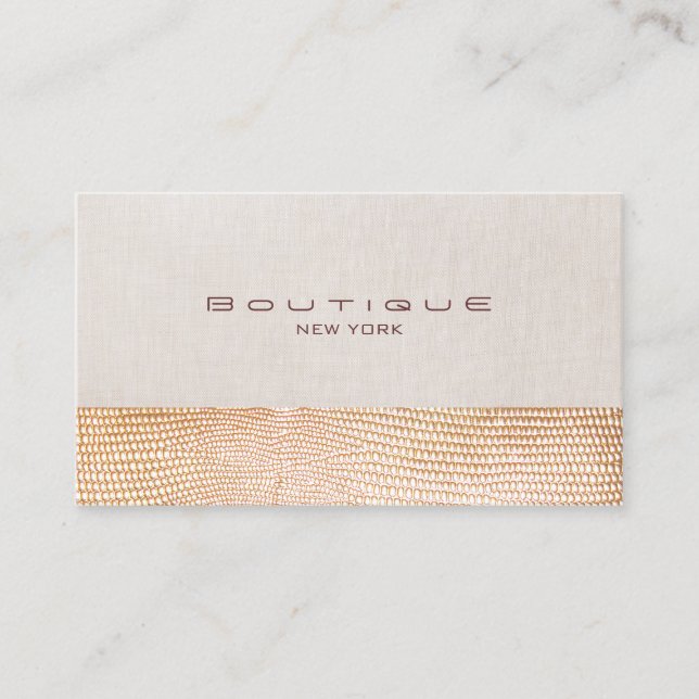 Cartão De Visita Dourada Cobra da pele e Linen Fashion Boutique (Frente)