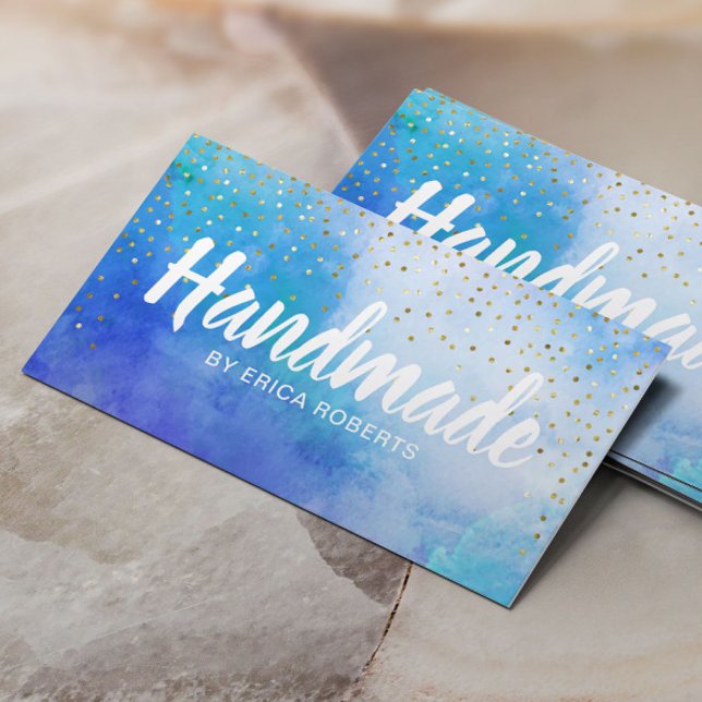 Cartão De Visita Dourada Confetti Elegante Confetti com Presente Ma (Criador carregado)