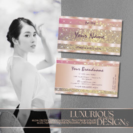 Cartão De Visita Dourada, cor-de-rosa, brilha, estrelas Rosa de dec