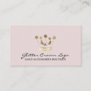 Cartão De Visita Dourada Coroa de Bebê Rosa Suave