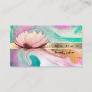 Cartão De Visita Dourada Elegante Confetti,Lotus,Marble